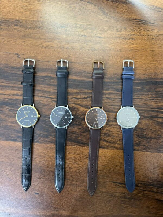 Citizen Slim Fit Leather Strap Ultra- Thin Watch Stainless Steel Buckle – Made in Japan – High Precision Timepiece